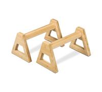 Relaxdays Soportes Flexiones Brazos Bambú, Pack de 2 Agarraderas Push Ups, Calistenia o Pino, 20 x 21 x 38 cm, Natural