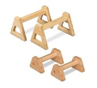 Relaxdays Soportes para Flexiones Brazos Bambú, Pack de 4 Agarraderas Push Ups, Calistenia o Pino, 2 Tamaños, Natural