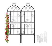 Relaxdays Soportes para Plantas Metálicos, Set de 2, con Estacas, Enrejado para Trepadoras, 150 x 50 cm, Jardín, Negro