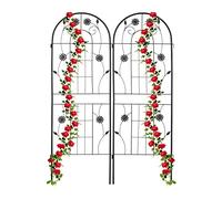 Relaxdays Soportes para Plantas, Set de 2, 150 x 50 cm, Metal, Enrejado para Enredaderas, Autónomos, con Estacas, Negro