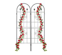 Relaxdays Soportes para Plantas, Set de 2, 180 x 50 cm, Metal, Celosía para Trepadoras, Autónomos, con Estacas, Negro