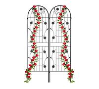 Relaxdays Soportes para Plantas, Set de 2, 180 x 50 cm, Metal, Enrejado para Enredaderas, Autónomos, con Estacas, Negro