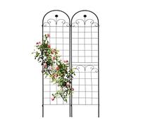 Relaxdays Soportes para Plantas, Set de 2, 180 x 50 cm, Metal, Enrejado para Trepadoras, Autónomos, con Estacas, Negro