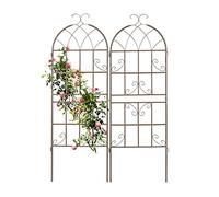 Relaxdays Soportes para Plantas, Set de 2, de Metal, 150 x 50 cm, Enrejados Autónomos para Trepadoras y Rosales, Marrón