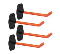Relaxdays Soportes Pared para Ruedas, Set de 4, Ganchos Murales Neumáticos y Llantas máx. 40 kg, Acero, Naranja y Negro, 9 x 5 x 25,5 cm
