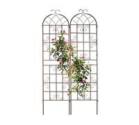 Relaxdays Soportes Plantas Metálicos, Set 2, Enrejados Trepadoras, para Enterrar, Guías Enredaderas 220x52x2 cm, Marrón
