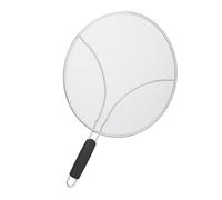 Relaxdays Spritzschutz für Pfannen Tapa Antisalpicaduras, para Sartén de 33 cm, Protector Anti Salpicaduras con Mango, Acero Inoxidable, Plateado, 0,5 x 48 x 33 cm
