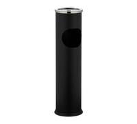 Relaxdays Standaschenbecher 56 cm pie con Cubo de Basura, Exterior, cenicero extraíble, Altura x Profundidad: 56 x 15,5 cm, Hierro, Acero Inoxidable, Negro, 20% 5% plástico 75%, 56x15,5 cm