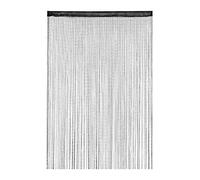 Relaxdays String Curtain Cortina de Hilo, para Puertas y Ventanas, Decorativa, Lavable, Brillante, 145 x 245 cm, Color Negro, Poliéster