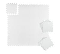 Relaxdays Suelo Goma Aparato Gimnasio, Alfombra Puzle 24 Losas Goma EVA, Esterilla 2,16m². Protege Daños y Ruido, Blanco