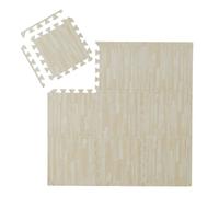 Relaxdays Suelo goma efecto madera blanca 18 losas blanco