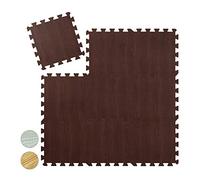 Relaxdays Suelo Goma Estilo Madera, Esterilla Fitness, Puzle 9 Piezas, Colchoneta Gimnasio, sin BPA, Marrón Oscuro