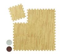 Relaxdays Suelo Goma Estilo Madera, Esterilla Fitness, Puzle 9 Piezas, Colchoneta Gimnasio, sin BPA, Natural