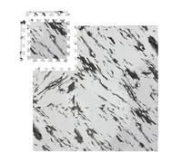 Relaxdays Suelo Goma Estilo Mármol, Alfombra Puzle, Fitness y Máquinas Gimnasio, sin BPA, 0,85 m², Blanco