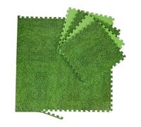 Relaxdays Suelo goma EVA efecto césped 8 piezas verde,negro