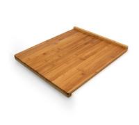 Relaxdays Tabla de Cortar bambú, 2,5 x 38 x 45 cm, Bandeja Corte Carne, Borde Elevado Doble, Reversible, Marrón Natural