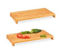 Relaxdays 10031458 Tabla de Cortar de Bambú, Set 2, Tableros Carnes, Antideslizante, Madera de Cocina XXL, 5x52x29cm, Natural