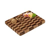 Relaxdays Tabla de Cortar, Madera Acacia, Bandeja Picar Carne Maciza, 40x30cm, Protege Cuchillos, Surco de Goteo, Marrón
