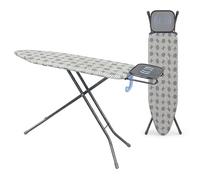 Relaxdays Tabla de Planchar 122 x 38 cm, Altura Ajustable, Plegable, Soporte para Plancha y Gancho, Menta/Blanco