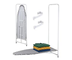 Relaxdays Tabla de Planchar de Puerta, 108,5x43 cm, Plegable, Blanco/Gris