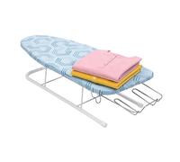 Relaxdays tabla de planchar para mesa, superficie 76 x 30,5 cm, azul/blanco