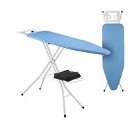 Relaxdays Tabla de Planchar para Plancha de Vapor, 120x38 cm, Regulable en Altura, Plegable, Estante Ropa Plegada, Azul, 75% Acero 5% plástico 20% algodón, 120 x 38 cm