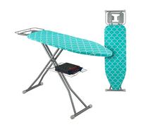 Relaxdays Tabla de Planchar para Plancha de Vapor, 122x39,5 cm, Regulable en Altura, Plegable, Estante, Turquesa/Plata