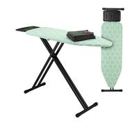 Relaxdays Tabla de Planchar para Plancha de Vapor, 123 x 39 cm, Regulable en Altura, Plegable, Estante, Verde/Negro