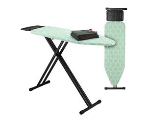 Relaxdays Tabla de Planchar para Plancha de Vapor, 123 x 39 cm, Regulable en Altura, Plegable, Estante, Verde/Negro