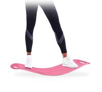 Relaxdays Tabla Equilibrio Fitness, Plástico, Rosa, 9 x 65 x 28 cm, hasta 150 kg