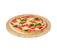 Relaxdays Tabla para Pizza, Bambú Natural, Ø 32 cm, Plato Redondo para Servir y Cortar, Tablero Madera Quesos, Natural