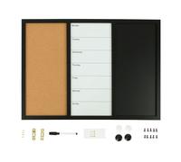 Relaxdays Pizarra combinada 3 en 1, altura x ancho: 50 x 70 cm, pizarra blanca, tablón de anuncios, pizarra, accesorios, pizarra magnética, multicolor