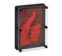 Relaxdays Pinart Nail Tablero Pin Art, Escultura 3D, 13x18cm, Juego Pinchitos, Molde Clavos Decorativo, Rojo