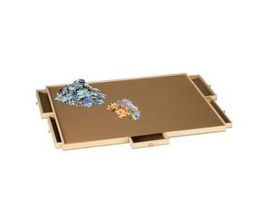 Relaxdays Tablero para Puzzle, 6 Cajones Extraíbles, para Rompecabezas de hasta 1500, Base Guardapuzles, Madera, Natural