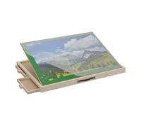 Relaxdays Tablero para Puzzles con 4 Cajones, Soporte Rompecabezas hasta 1000 Piezas, Inclinable, Madera, Natural/Verde, 4 x 81 x 57 cm