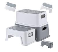 Relaxdays Taburete 2 peldaños para niños blanco,gris