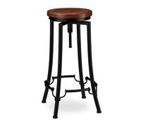 Relaxdays Taburete alto cocina y bar industrial marrón,negro
