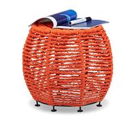 Relaxdays Taburete Bajo En Estilo Shabby Chic, Ratán, Naranja, 35 X 42 X 42 cm