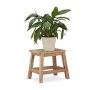 Relaxdays Taburete Bajo Ideal para Plantas, Madera de Nogal, Marrón, 5 x 22 cm, 25,5 x 29