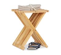 Relaxdays Taburete Bajo Plegable, Bambú, Beige, 42 x 32 x 27 cm | Taburete infantil plegable y compacto, (Al x An x Fon) 42 x 32 x 27 cm