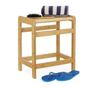 relaxdays Taburete Baño, Marrón, Estante Plantas, Banqueta, Bambú, 50,5 x 41,5 x 29,5 cm