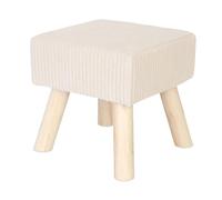 Relaxdays Taburete Cord, Patas de Madera, Acolchado, Beige/Natural | 30 x 30 x 30 cm, cuadrado, reposapiés, salón