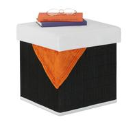 Relaxdays Taburete de almacenaje plegable bicolor blanco,negro