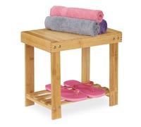 Relaxdays Taburete de baño grande bambú marrón claro