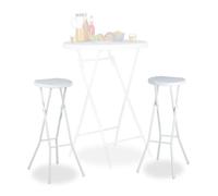 Relaxdays Bastian - Taburete de Bar Plegable Impermeable, 80 cm de Altura, Plástico, color Blanco, 2 Unidades (solo taburetes sin mesa)