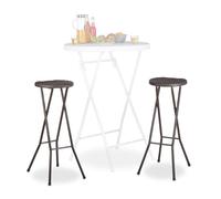 Relaxdays Taburete Bar Bastian Plegable, Set de 2, Resistente Intemperie, 80 cm, Silla de Bar, plástico, Barra, marrón