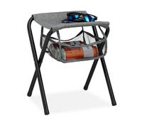 Relaxdays Taburete de camping plegable con bolsa gris