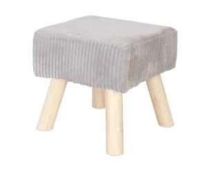 Relaxdays Taburete de Cuerda con Patas de Madera, Acolchado, 30x30x30 cm, Cuadrado, reposapiés, salón Gris/Nat