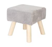 Relaxdays Taburete de Cuerda, Patas de Madera, Acolchado, Gris/Nat. | 30 x 30 x 30 cm, cuadrado, reposapiés, salón
