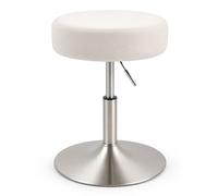 Relaxdays Taburete de maquillaje regulable blanco,plata